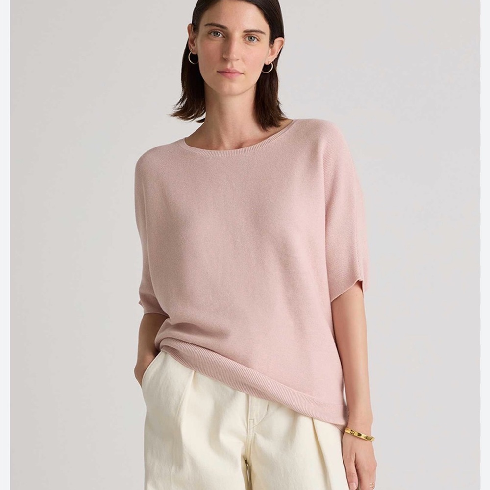 Quince Light Pink Cotton/Cashmere Sweater in Women’s XL